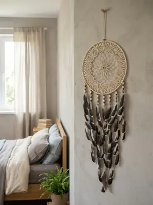 Přírodní Lapač zlých snů Divoká indiánka 35x105 cm