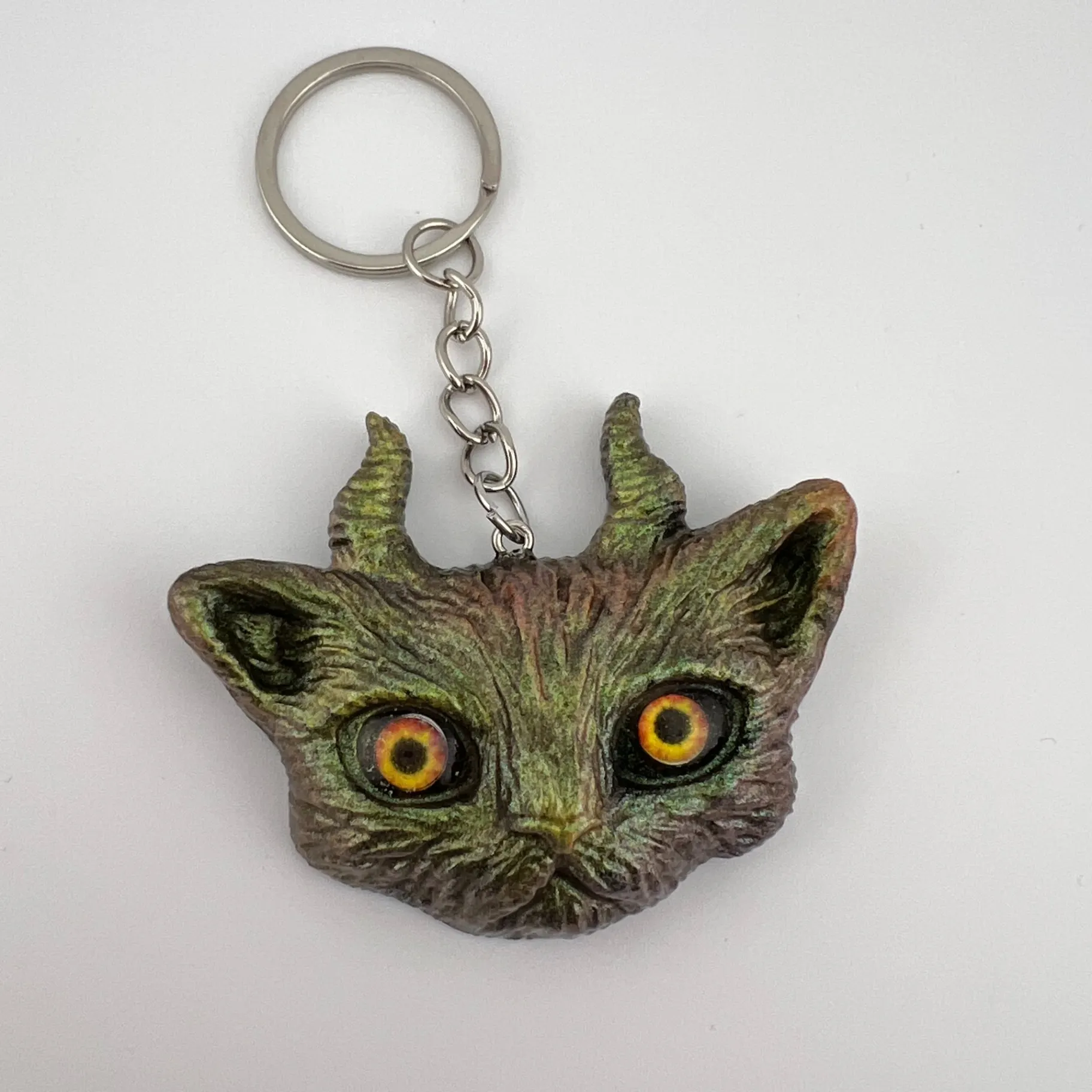 Přívěsek, pryskyřice, kočka, chamík, khaki