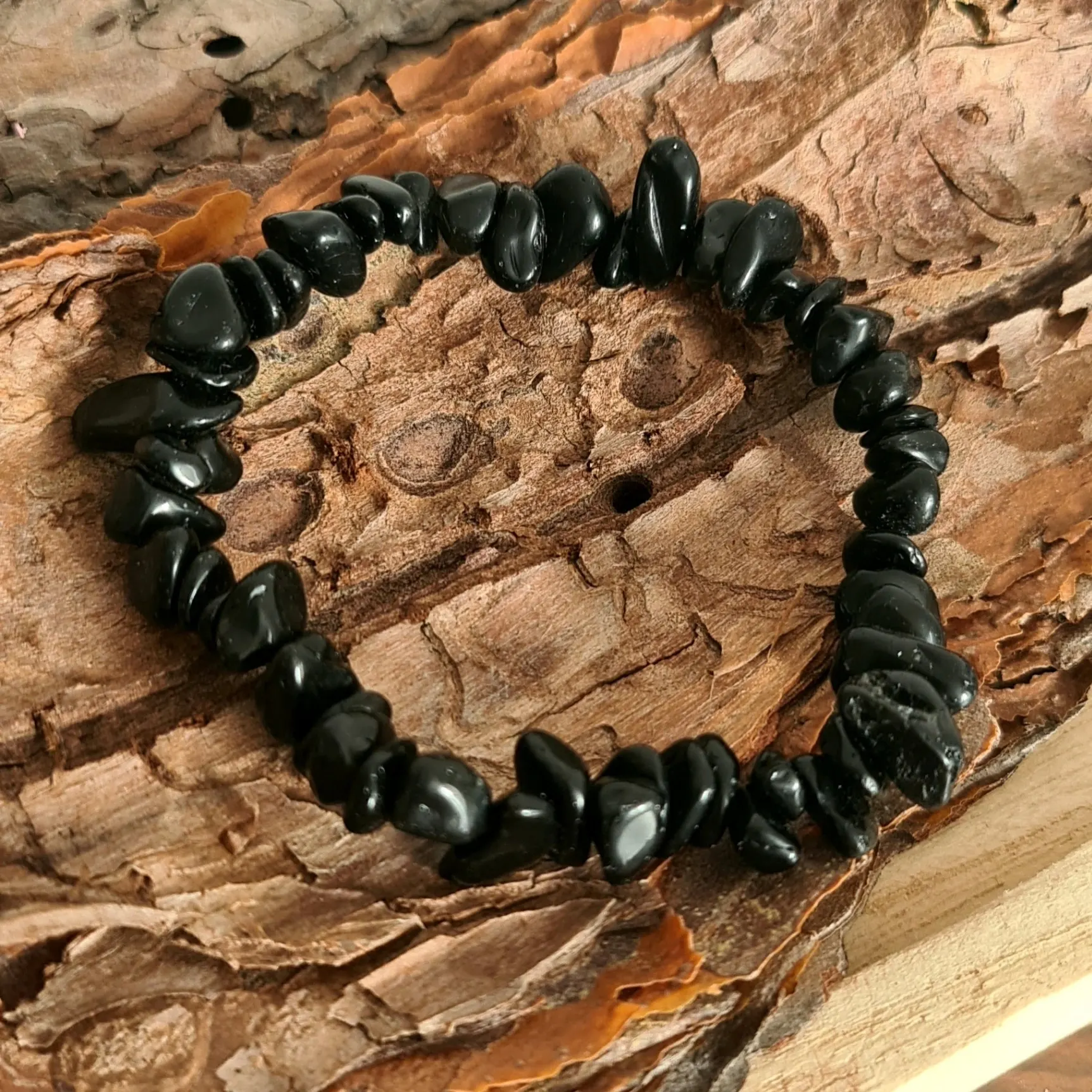 Náramek - zlomky - Černý obsidián 1
